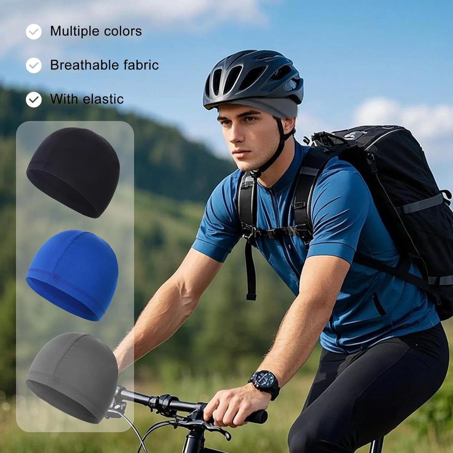 10 Pcs Cooling Skull Caps for Men Cap Welding Helmet Liner Sweat Wicking Head Wrap Bicycle Beanie Cycling Running Hat