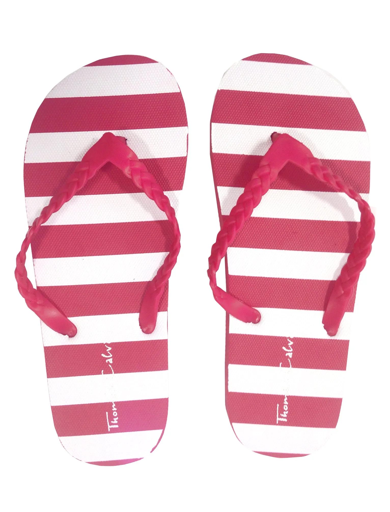 Alice Striped Print Flip Flops in Pink