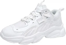 ANUFER Mens PU   Mesh Sport Shoes Fashion Chunky Sneakers Height Increasing Trainers Shoes