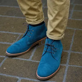 Blue Suede Sahara Step Chukka Desert Boots with Leather Sole - Summer 2024 Collection