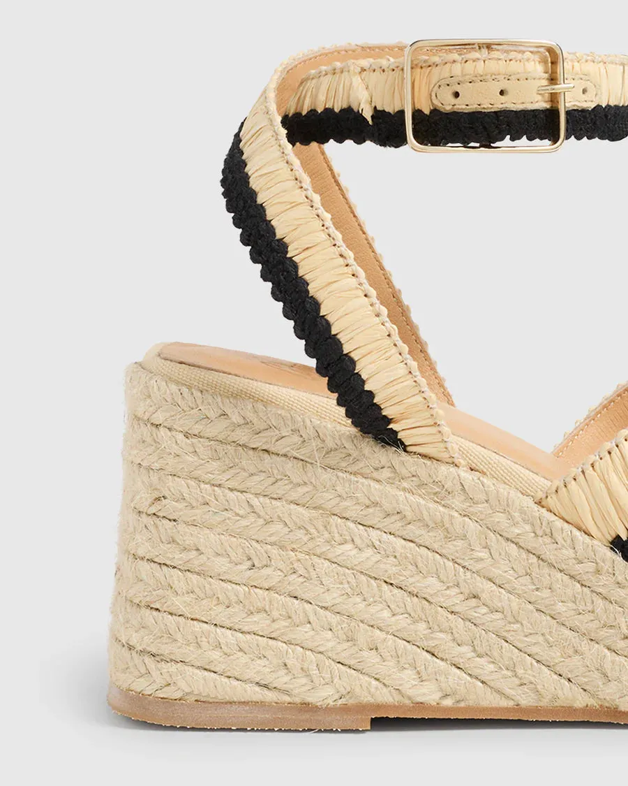 Castaner Tatiana Wedge Platform Sandal - Black / Natural