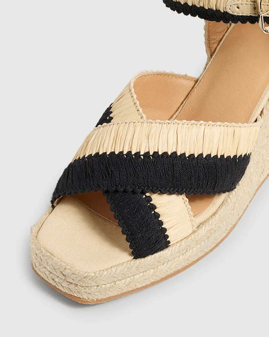 Castaner Tatiana Wedge Platform Sandal - Black / Natural