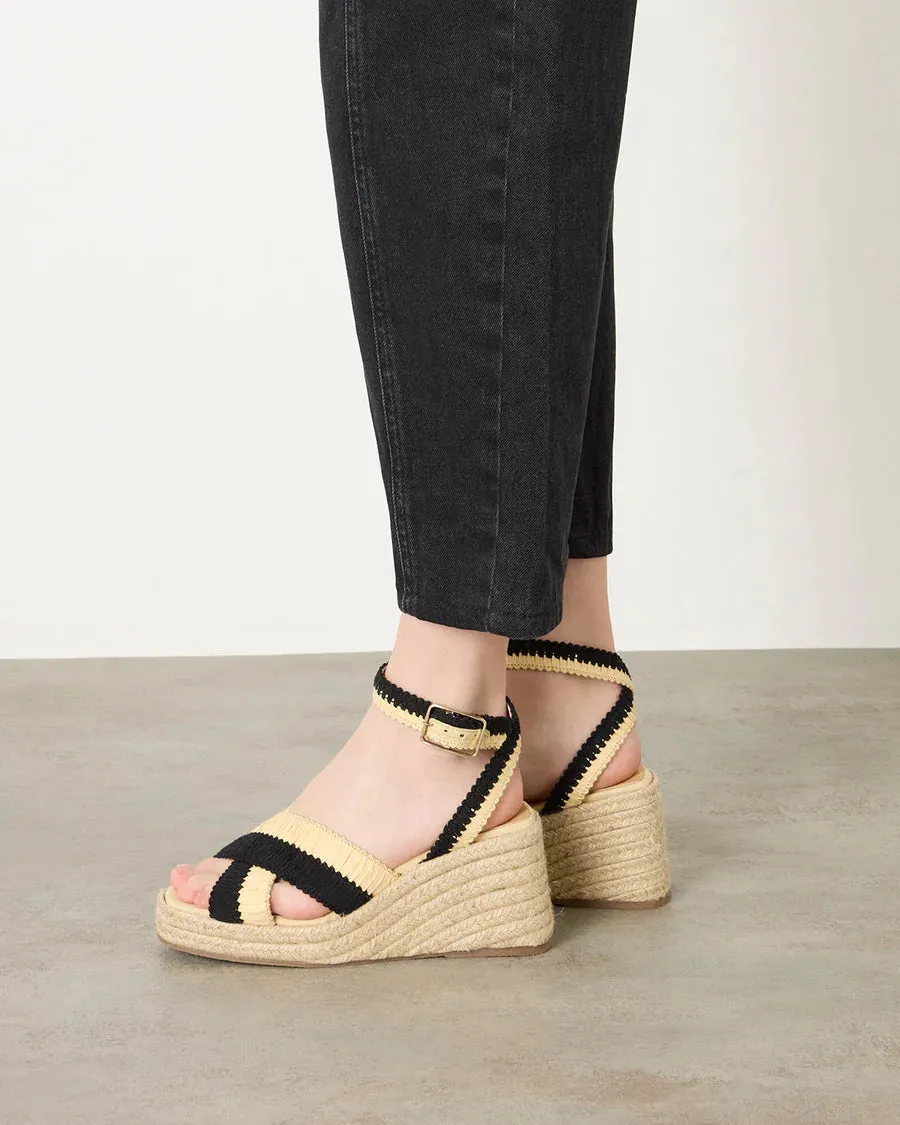 Castaner Tatiana Wedge Platform Sandal - Black / Natural