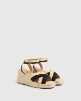 Castaner Tatiana Wedge Platform Sandal - Black / Natural