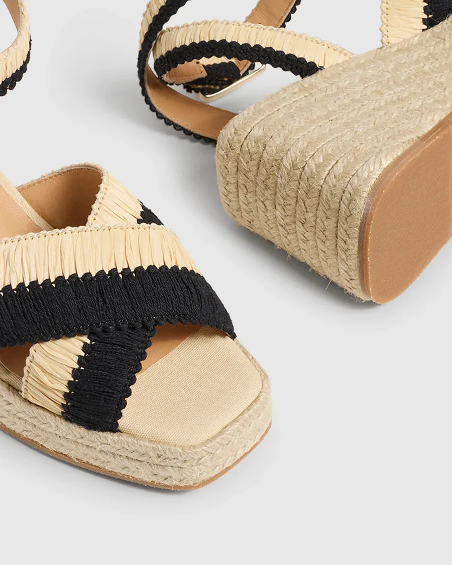 Castaner Tatiana Wedge Platform Sandal - Black / Natural