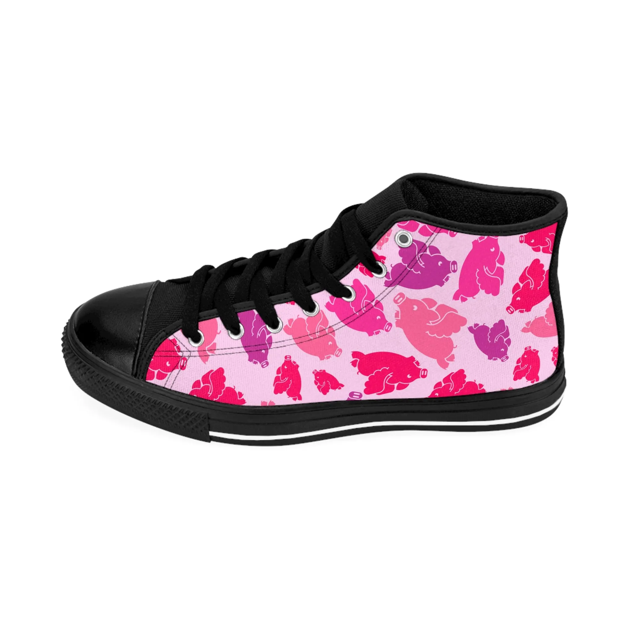 Colorful Pink and Purple Pig Women's Classic Sneakers