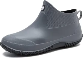 fereshte Men's Ankle Rain Boots Waterproof PVC Short Garden Boots