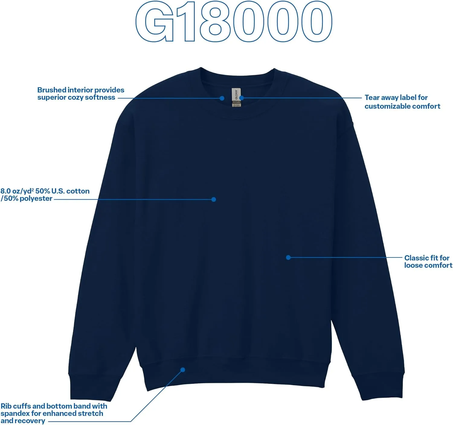 Gildan Fleece Crewneck Sweatshirt, Style G18000, Multipack