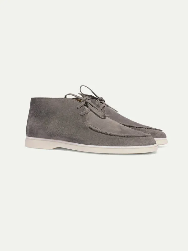 Grey Suede Vatero Chukka Desert Boots with White Sole - Summer 2024 Collection