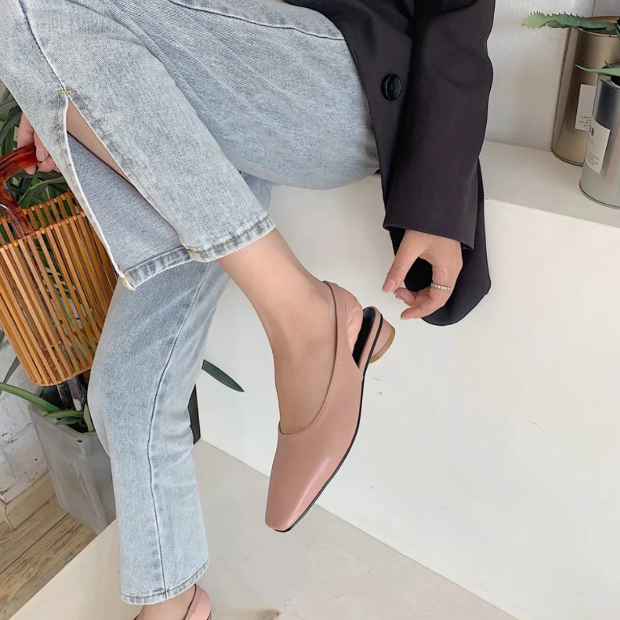 [Korean Style] Bom Ball Heel Slingback
