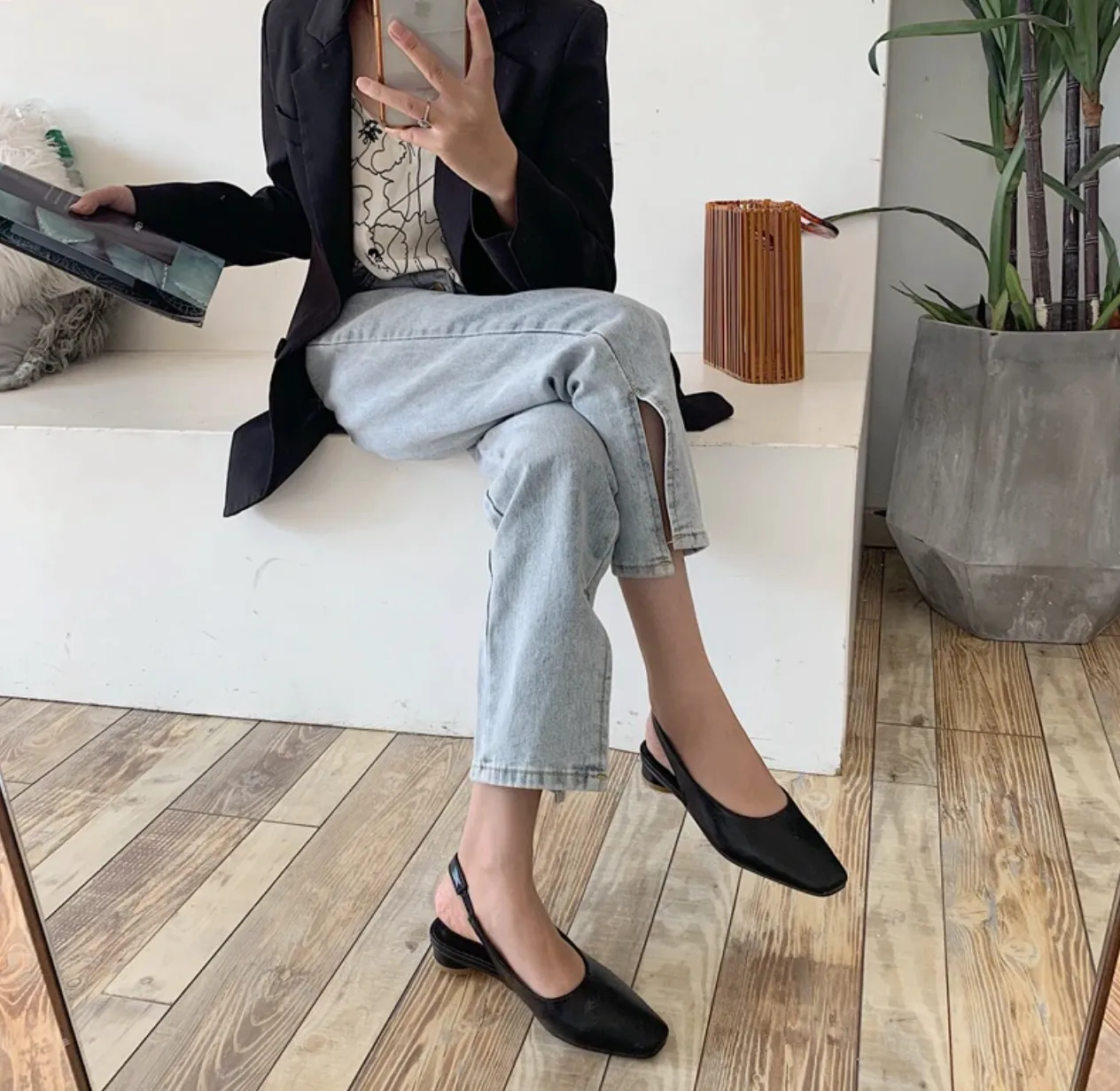 [Korean Style] Bom Ball Heel Slingback