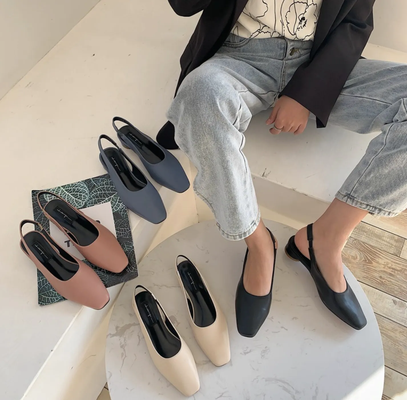 [Korean Style] Bom Ball Heel Slingback