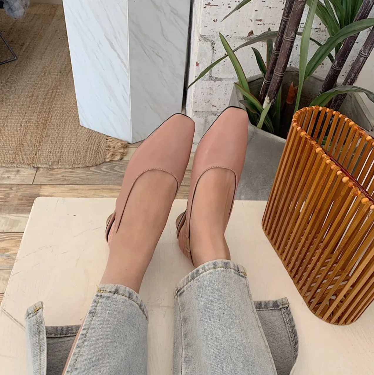 [Korean Style] Bom Ball Heel Slingback