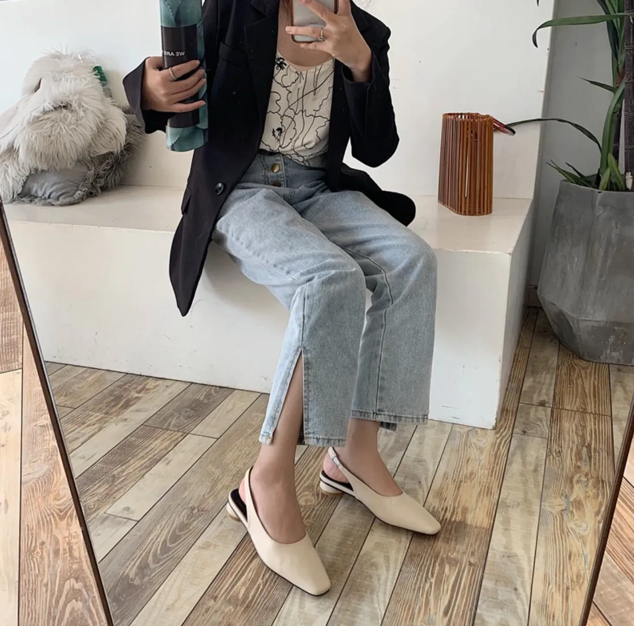 [Korean Style] Bom Ball Heel Slingback