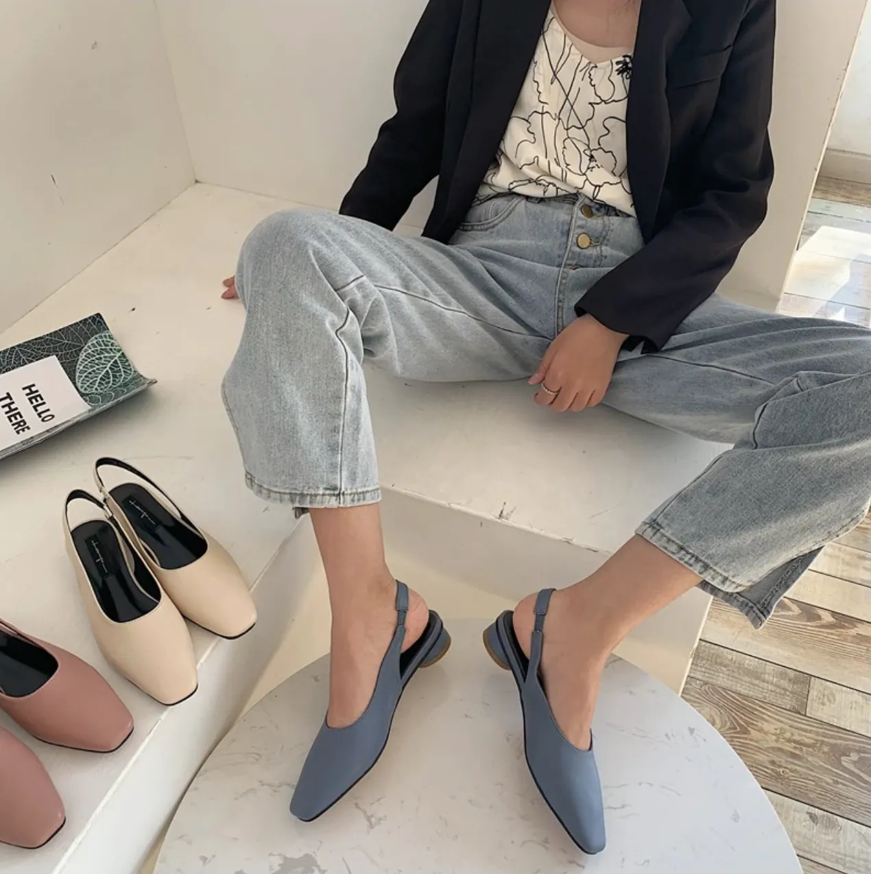 [Korean Style] Bom Ball Heel Slingback