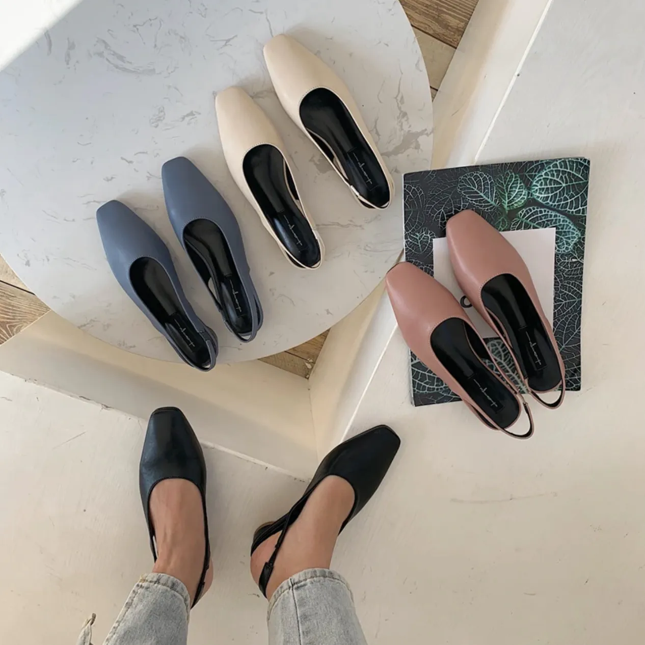 [Korean Style] Bom Ball Heel Slingback