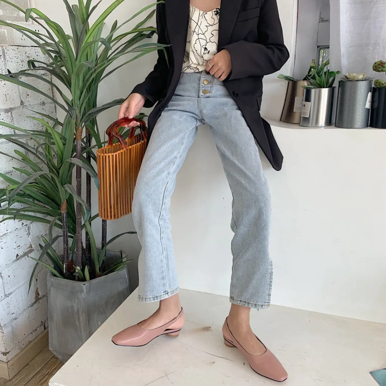[Korean Style] Bom Ball Heel Slingback