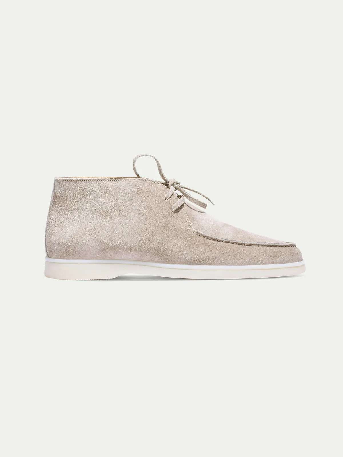 Light Grey Suede Vatero Chukka Desert Boots with White Sole - Summer 2024 Collection