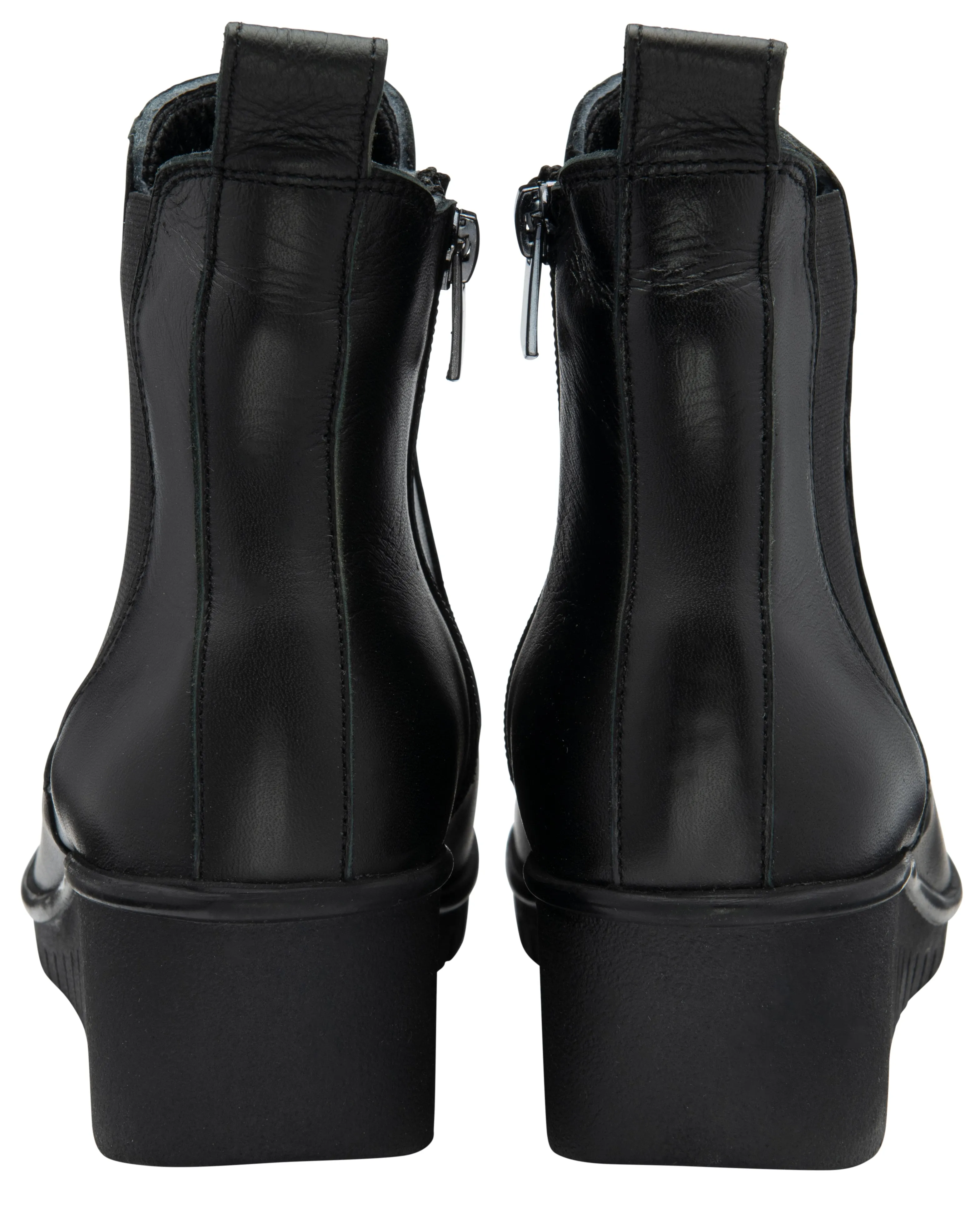 Lotus Boot Dresden Leather Ankle boot with wedge sole elasticated sides and zip BLACK DRESDEN