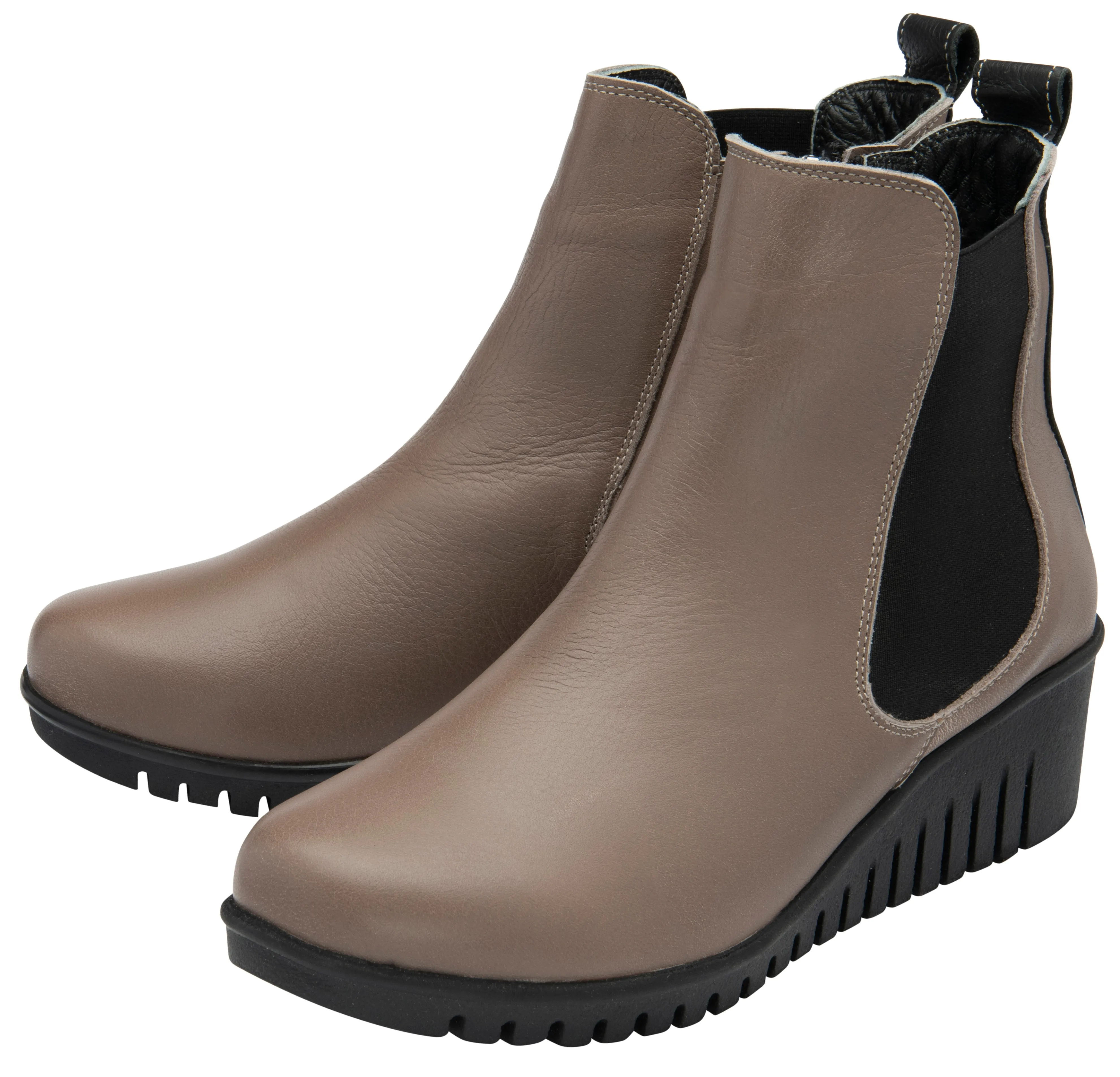 Lotus Boot Dresden Leather Ankle boot with wedge sole elasticated sides and zip  CLAY DRESDEN