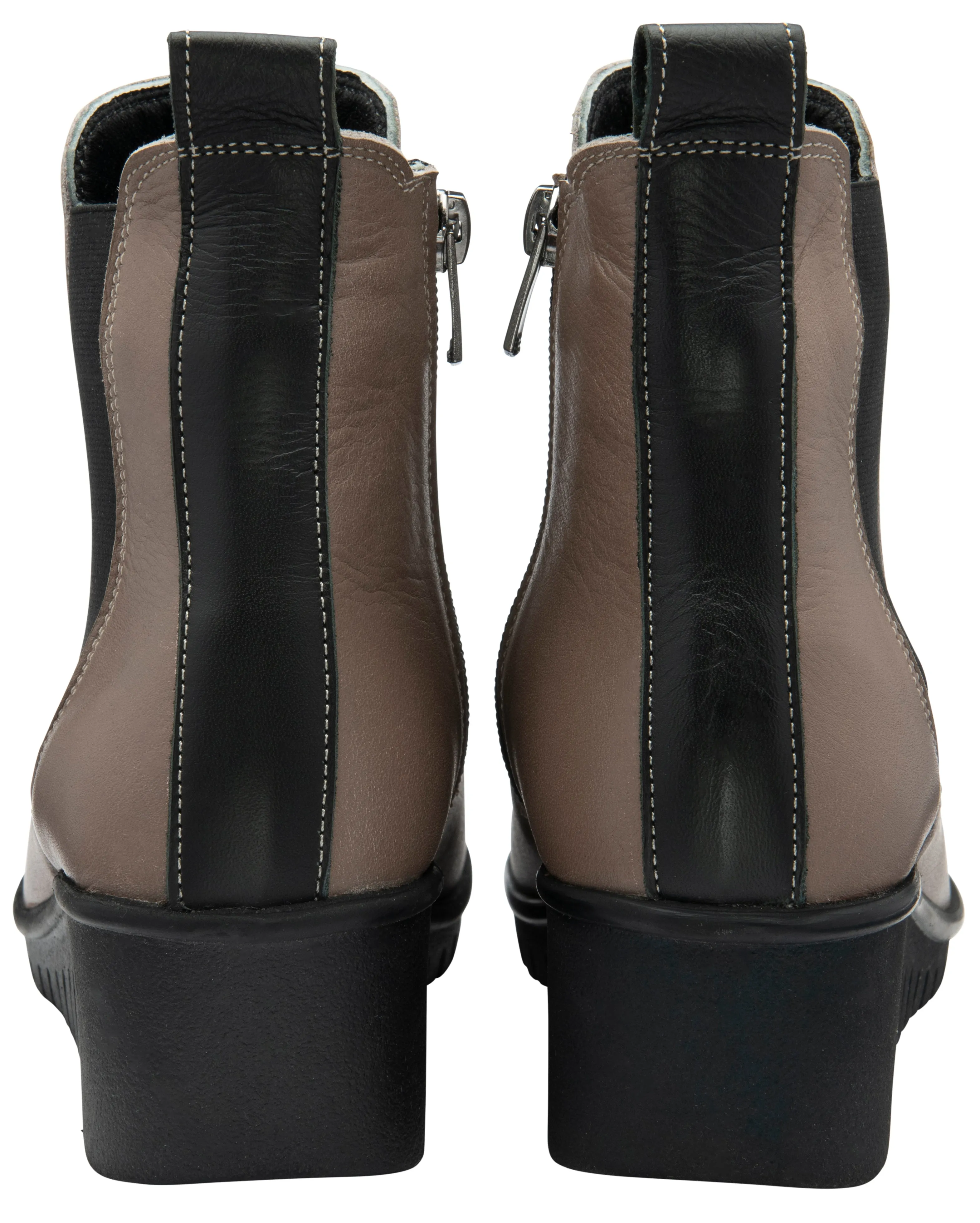 Lotus Boot Dresden Leather Ankle boot with wedge sole elasticated sides and zip  CLAY DRESDEN