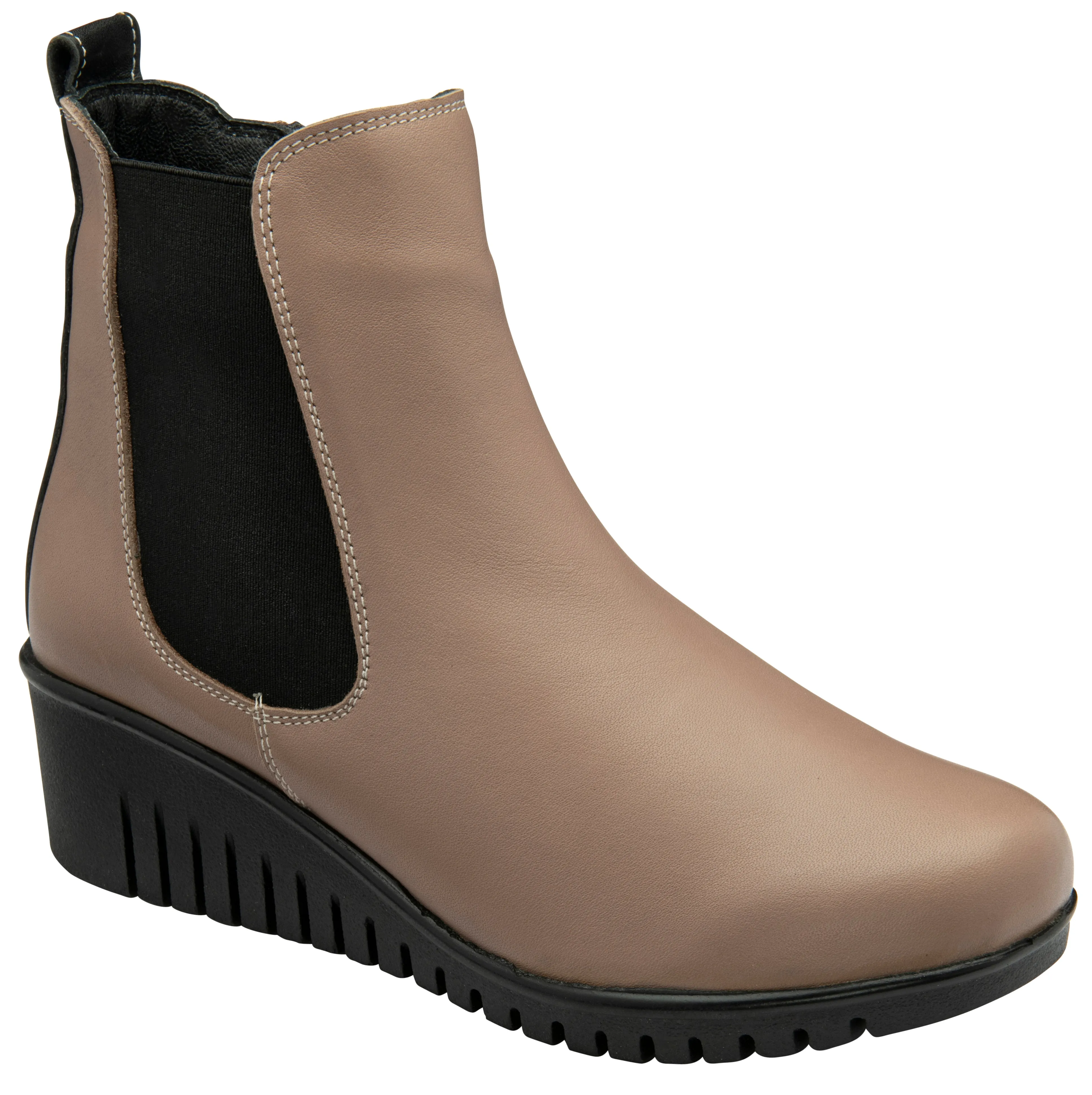 Lotus Boot Dresden Leather Ankle boot with wedge sole elasticated sides and zip  CLAY DRESDEN