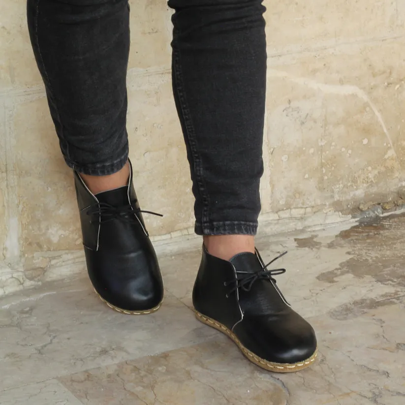 Luxury Edition - Artisian Made Black Italian Leather Dama Barefoot Chukka Desert Boots