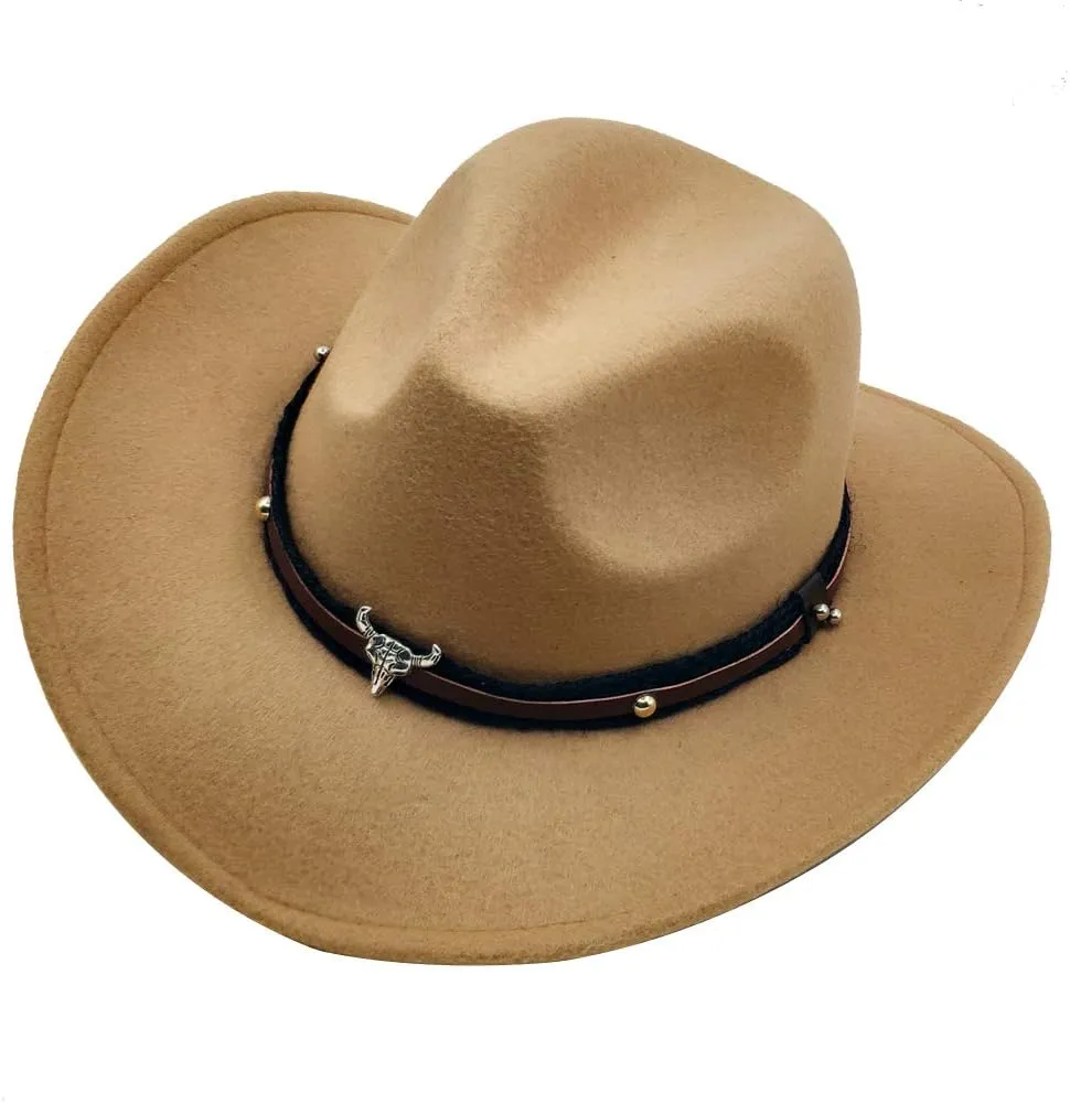 Men & Women's Fur Felt Cowboy Hat Wide Brim Western Outback
