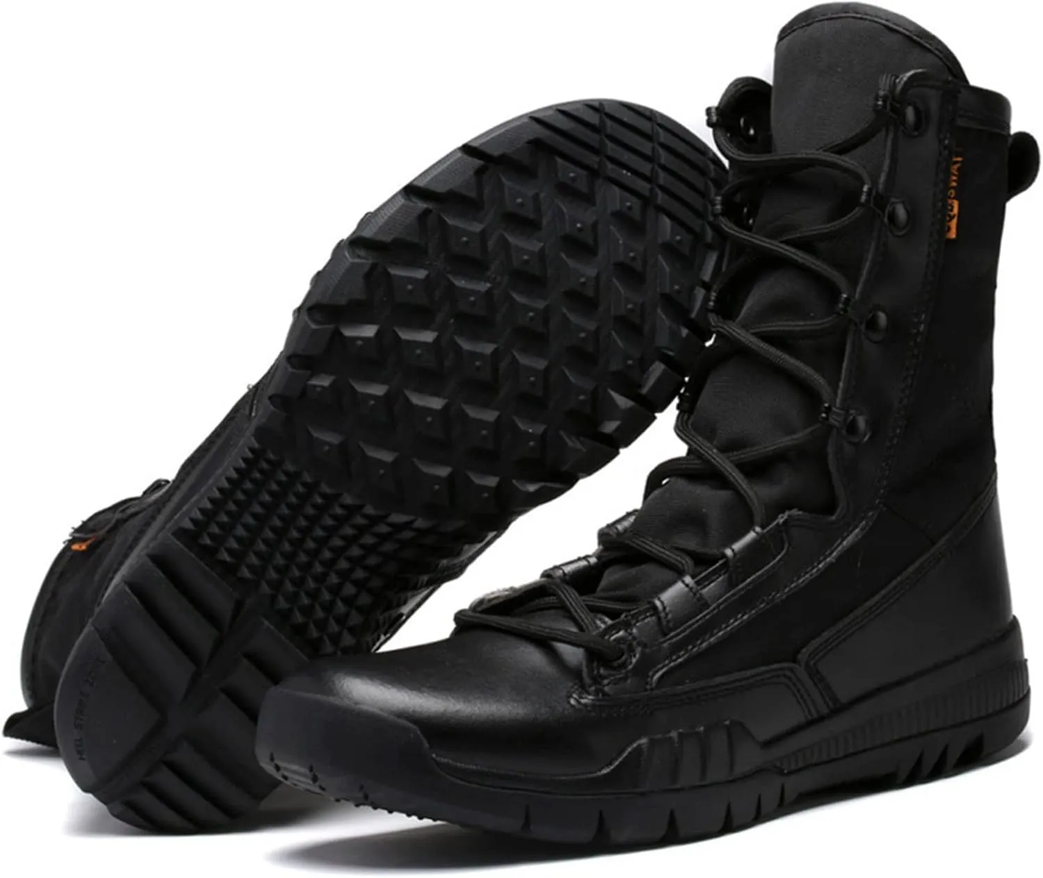 Men's Leather Military Tactical Boots Lightweight Work Boots Desert Combat Boots with Lifting Shoe String
