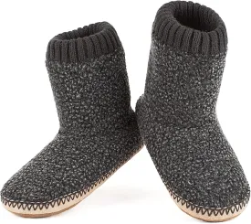 Men's Warm Up House Boots, Thick Fuzzy Sherpa Fleece Winter Moccasin Socks Non-slip Soles, Cozy Soft Comfy Indoor Shoes Rubber Grippers