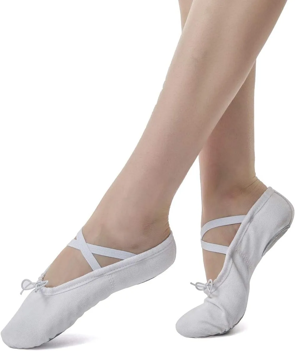 Nexete Ballet Shoes Slippers Classic Canvas Split-Sole Dance Slippers for Toddler Kid Girl Boy Women