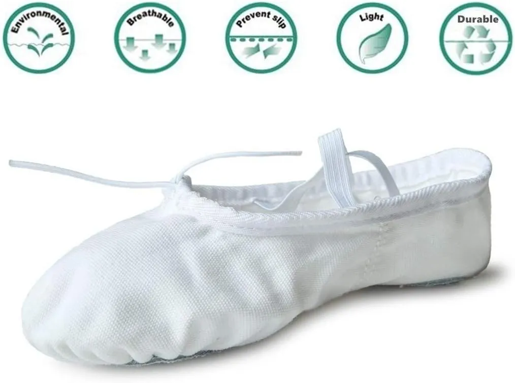 Nexete Ballet Shoes Slippers Classic Canvas Split-Sole Dance Slippers for Toddler Kid Girl Boy Women