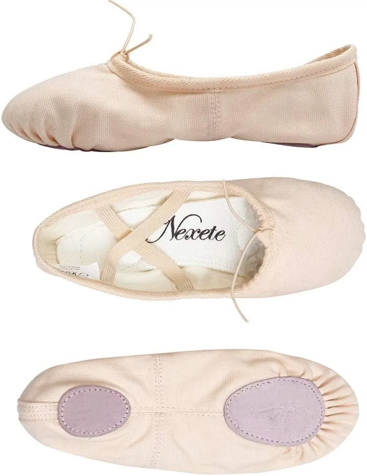Nexete Ballet Shoes Slippers Classic Canvas Split-Sole Dance Slippers for Toddler Kid Girl Boy Women