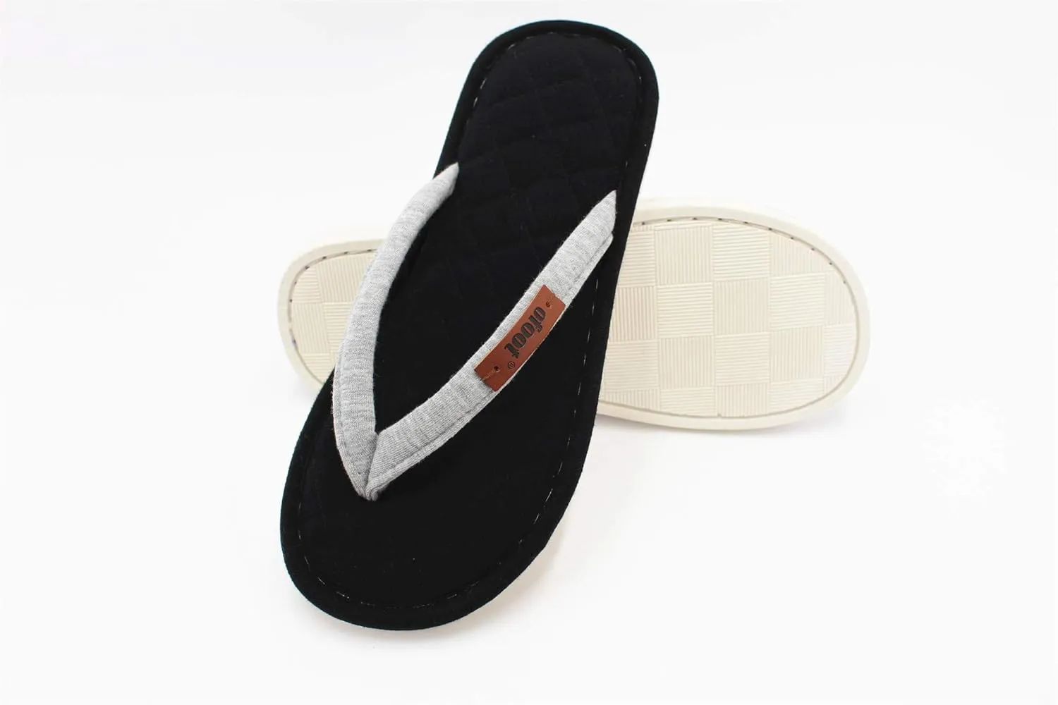 ofoot Women's Cozy Cotton House Slippers Thong Flip Flops Memory Foam Insole Open Toe Indoor Slip On Shoes