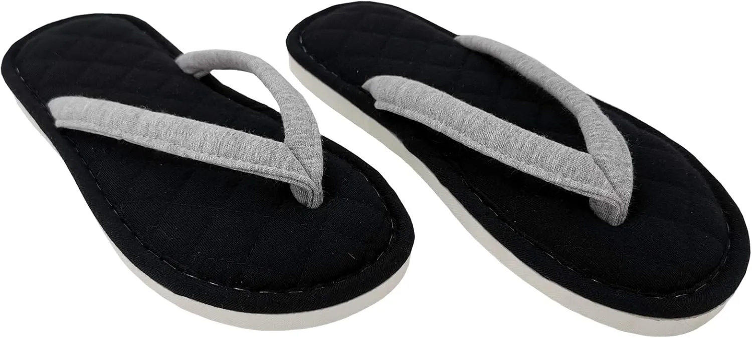ofoot Women's Cozy Cotton House Slippers Thong Flip Flops Memory Foam Insole Open Toe Indoor Slip On Shoes