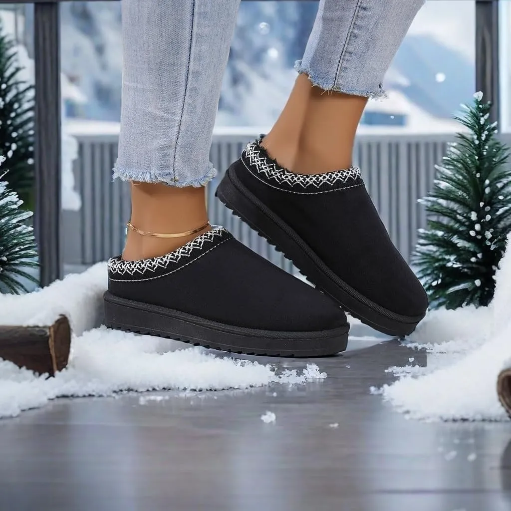 Platform Slippers Mini Boots for Women Fleece Lined Boots Fuzzy Cozy Snow Winter Slippers Fluffy House slippers Indoor Outdoor