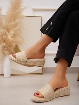 Raffia Low Wedge Sandal