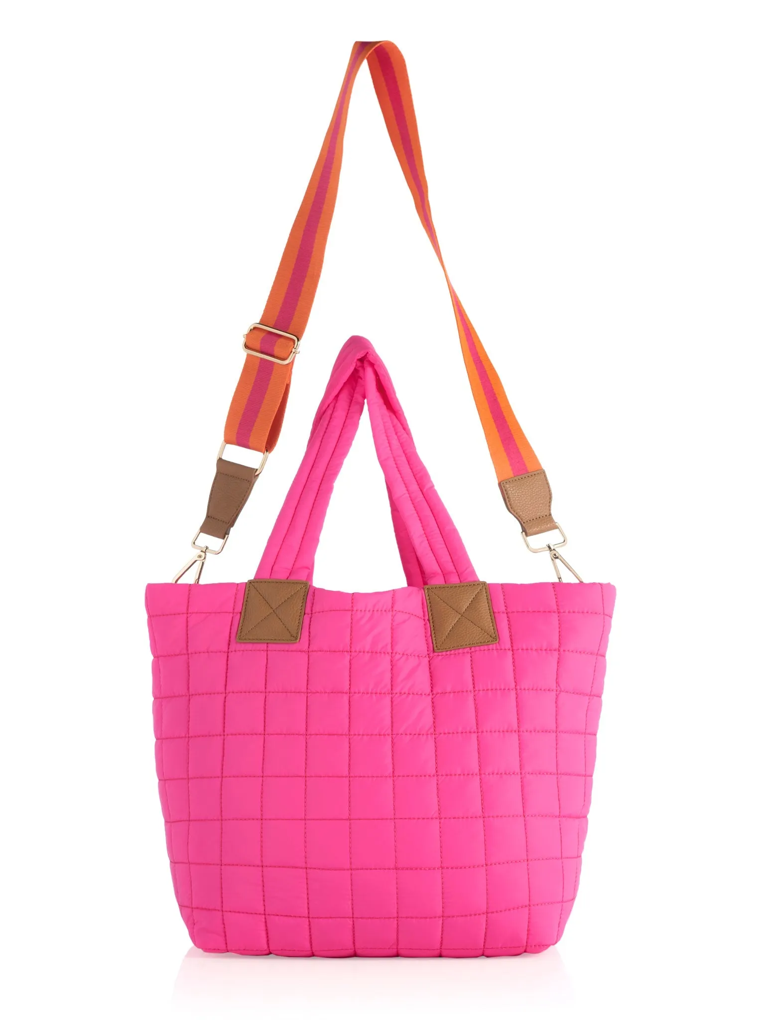 Shiraleah Ezra Quilted Nylon Tote, Magenta