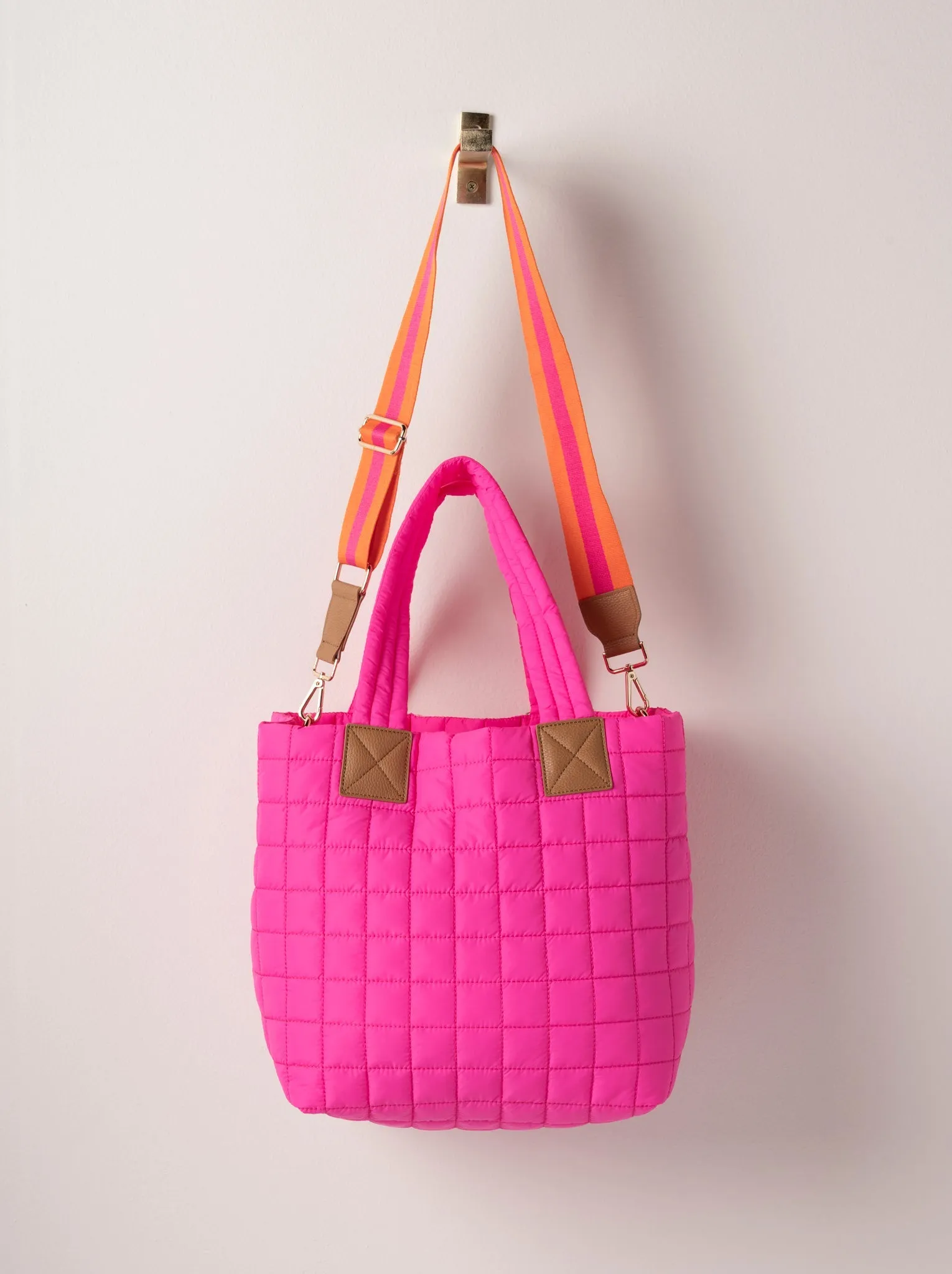 Shiraleah Ezra Quilted Nylon Tote, Magenta