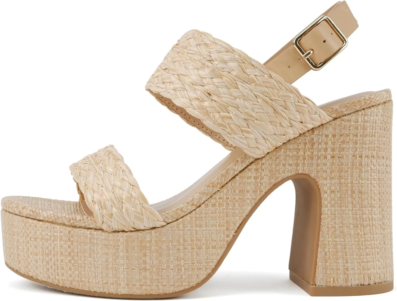 Soda Home Raffia High Heel Platform Wedge Sandal