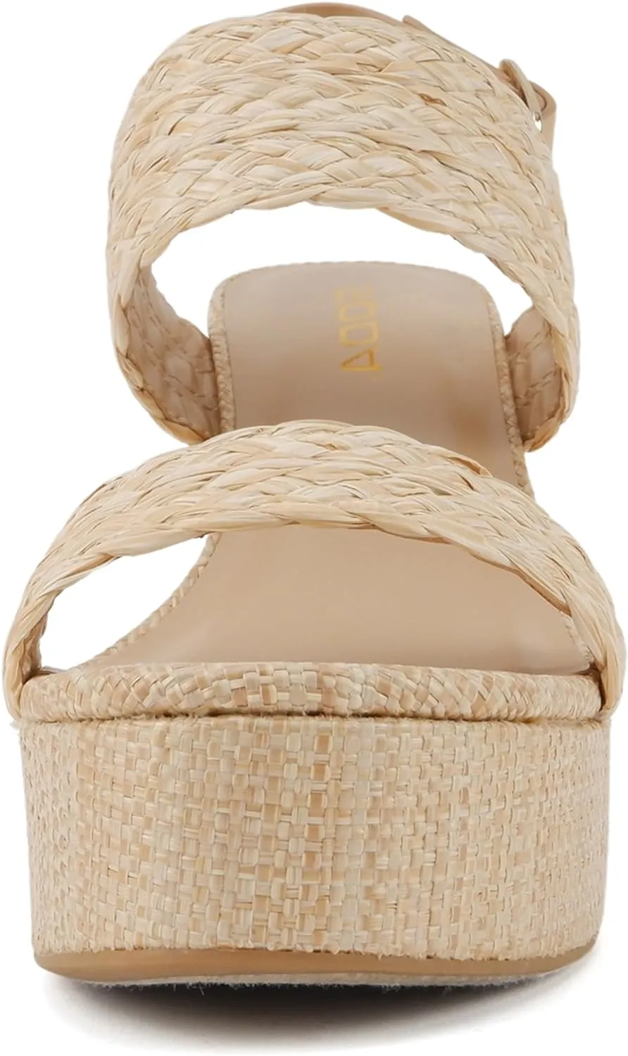 Soda Home Raffia High Heel Platform Wedge Sandal