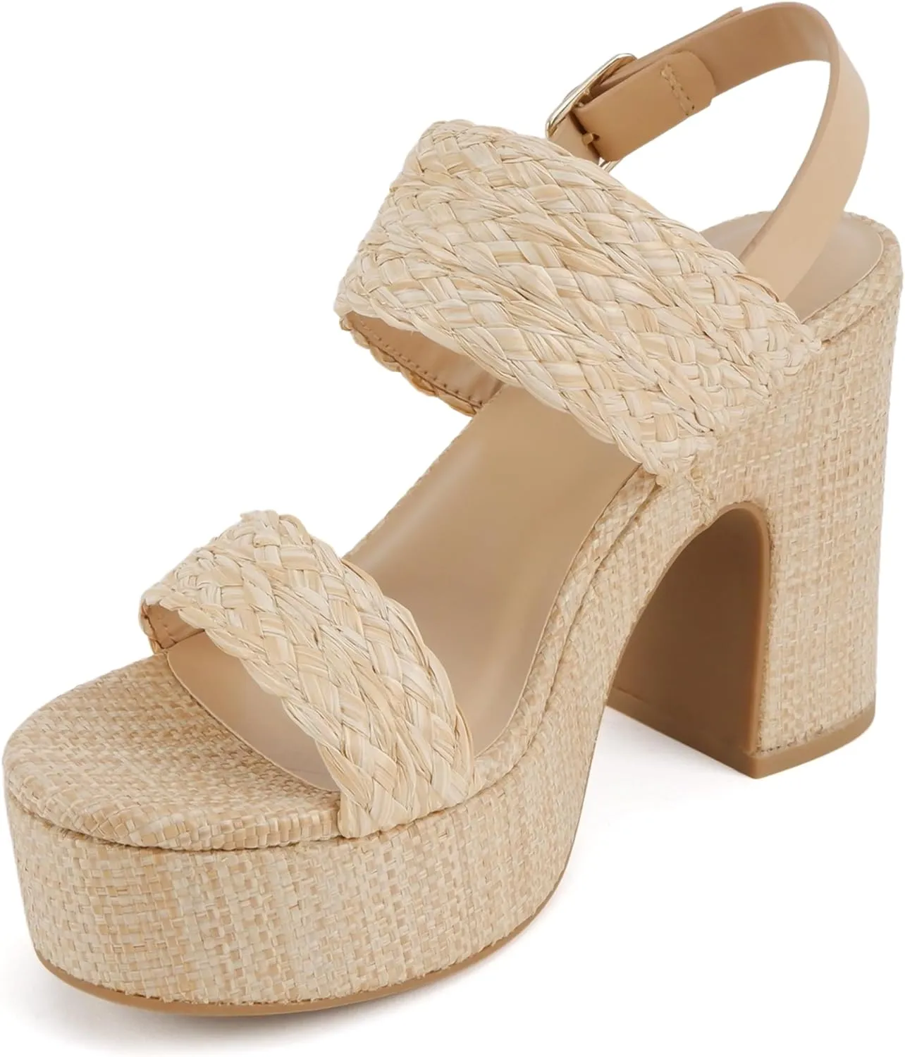 Soda Home Raffia High Heel Platform Wedge Sandal
