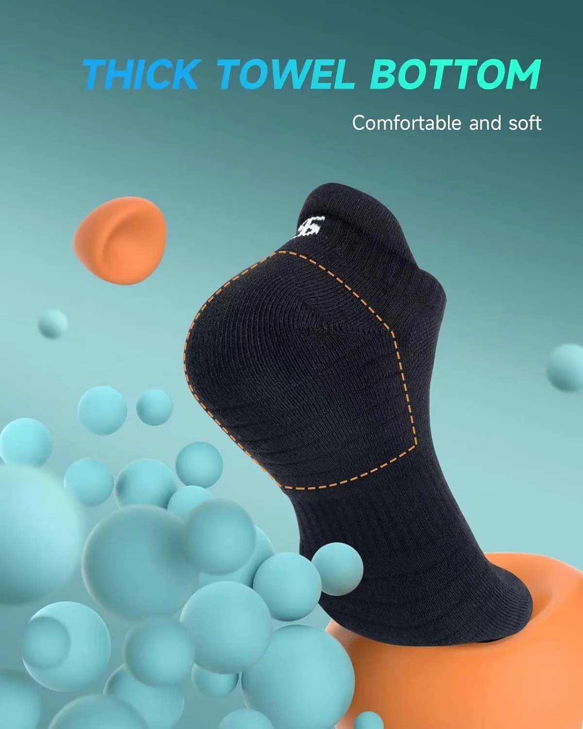 TANSTC Mens Socks,6 Pairs Anti-Blister Cushioned Breathable Cotton Athletic Ankle Running Sports Sock
