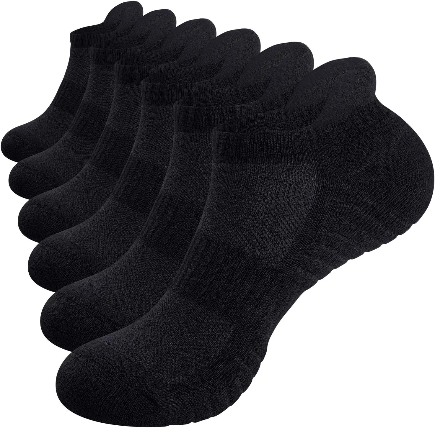 TANSTC Mens Socks,6 Pairs Anti-Blister Cushioned Breathable Cotton Athletic Ankle Running Sports Sock