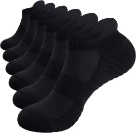TANSTC Mens Socks,6 Pairs Anti-Blister Cushioned Breathable Cotton Athletic Ankle Running Sports Sock