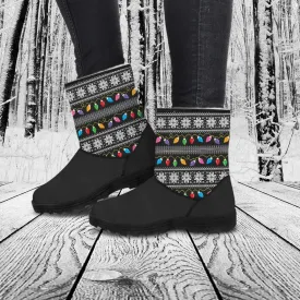 Vegan Suede / Faux Fur Boots - Christmas Lights